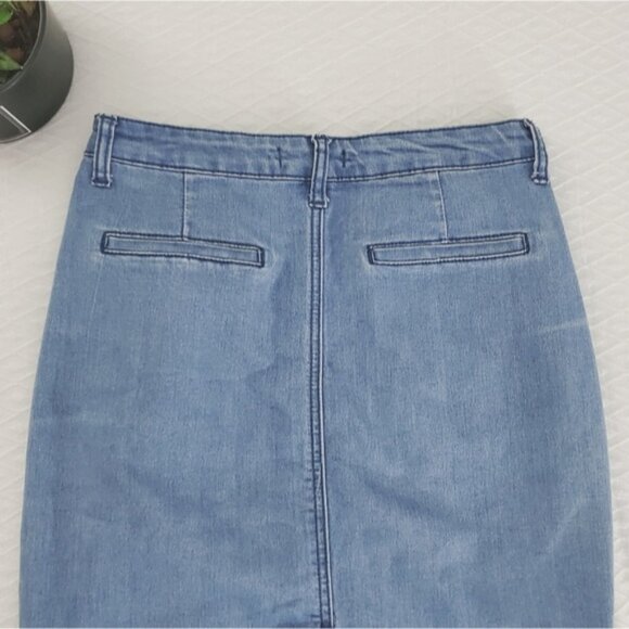 Cotton Denim Pencil Skirt - Picture 5 of 7